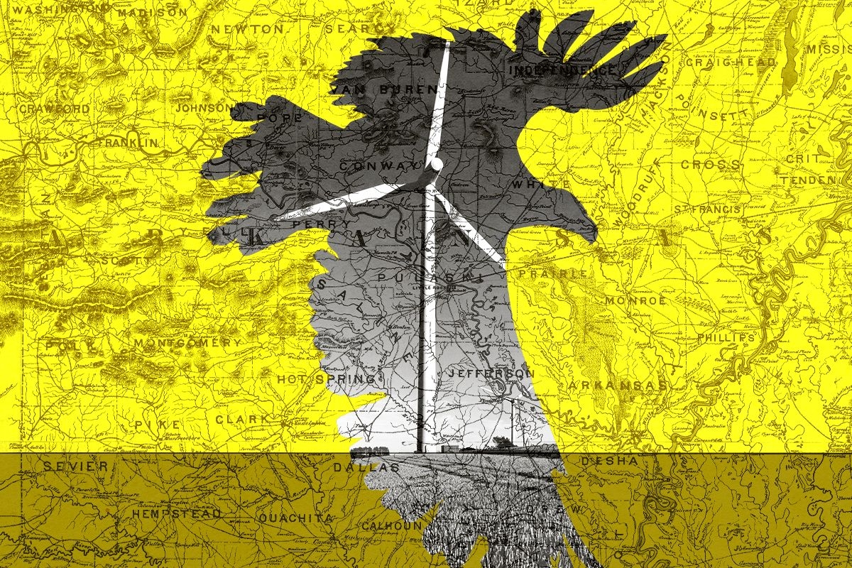 An eagle, wind power, and Arkansas.