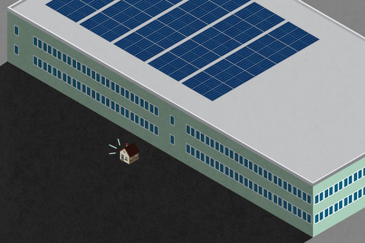 A data center and a house.