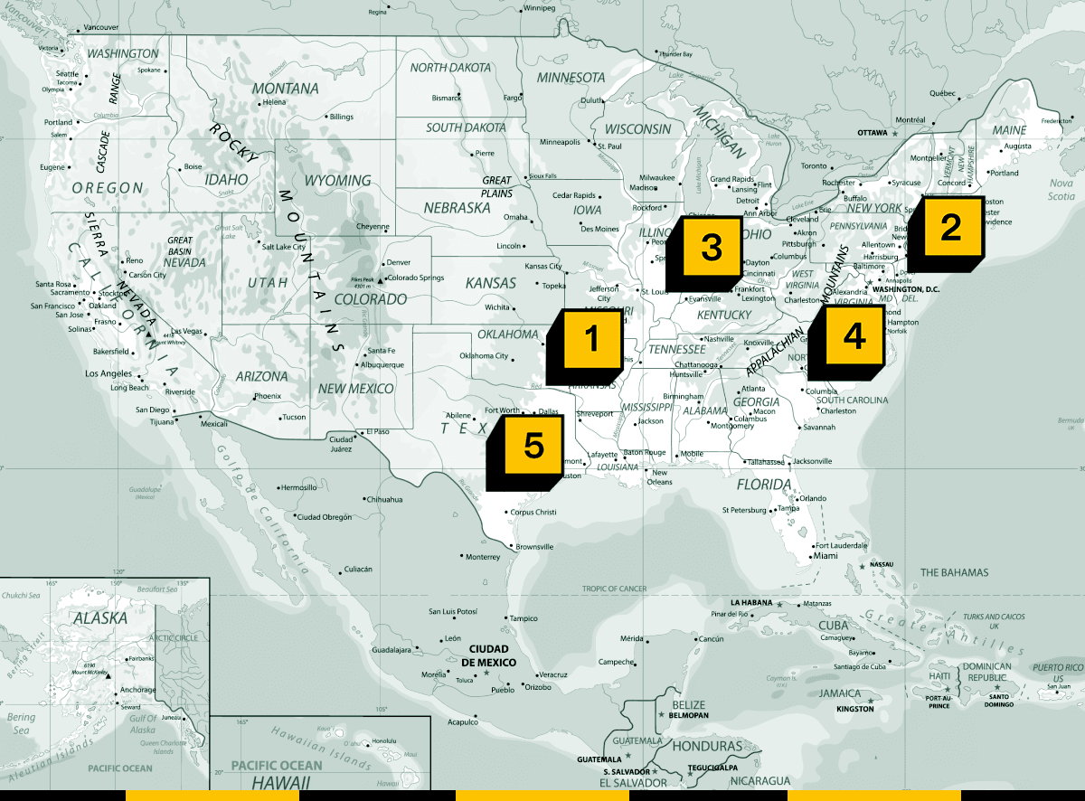Map of renewable energy fights.