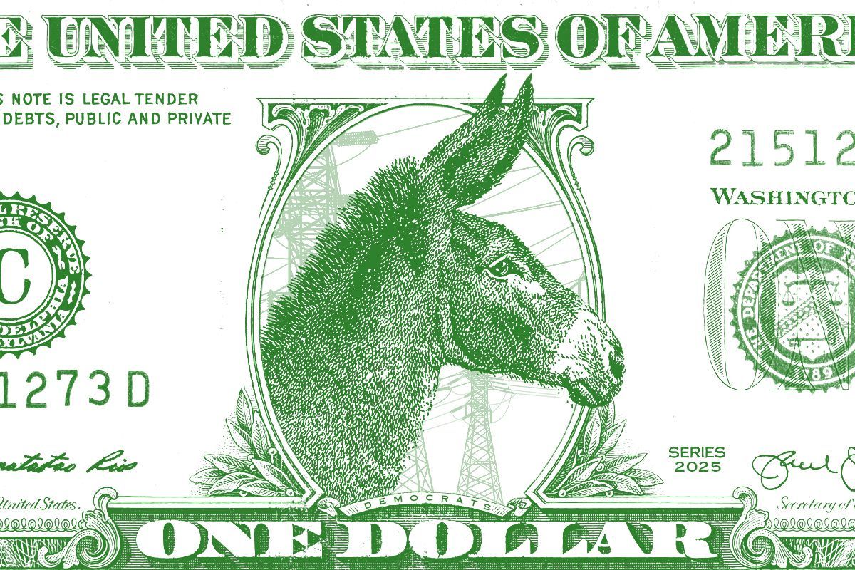 A donkey on a dollar.