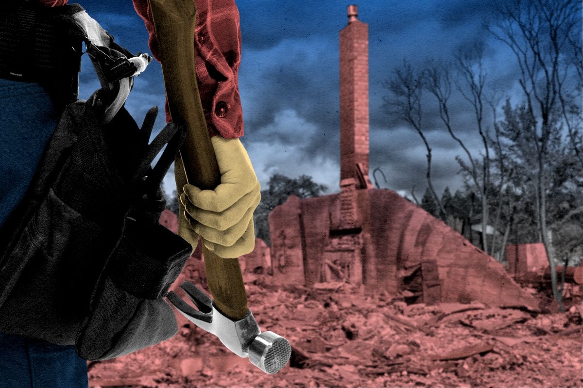 Rebuilding after a wildfire.