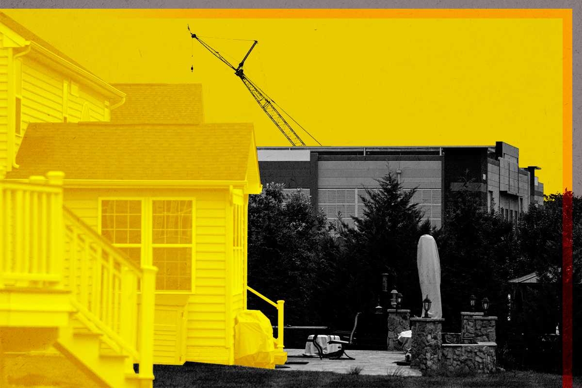 A data center and a backyard.