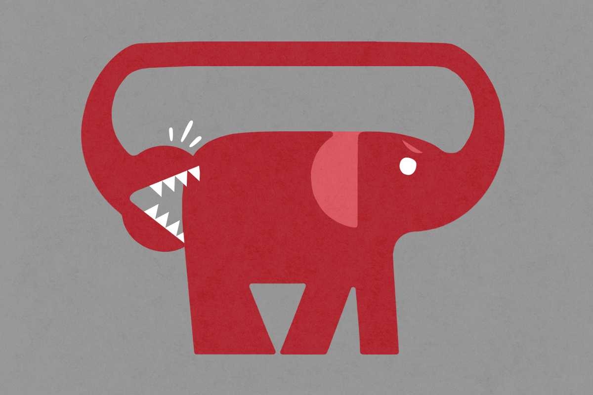 An elephant biting itself.