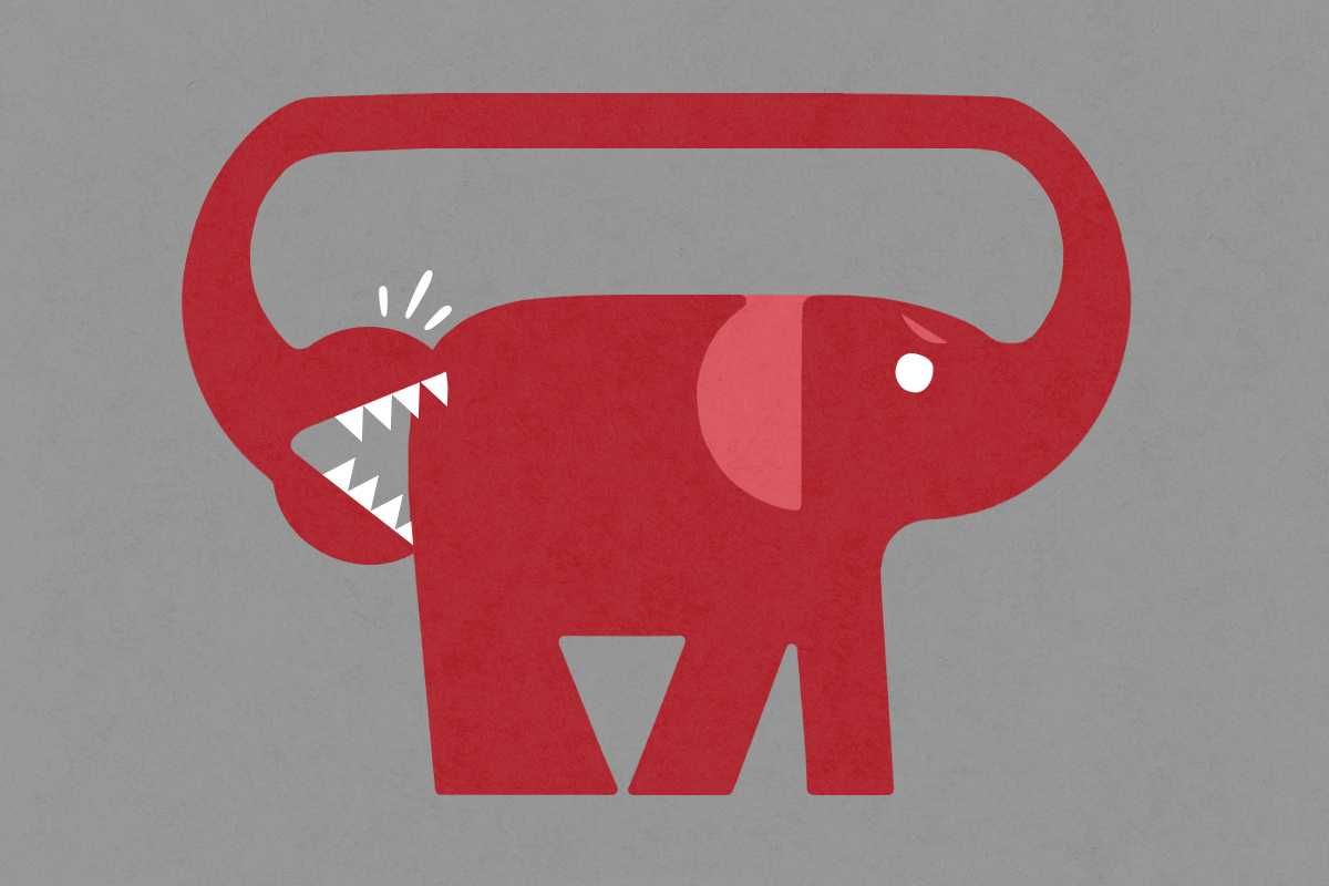 An elephant biting itself.