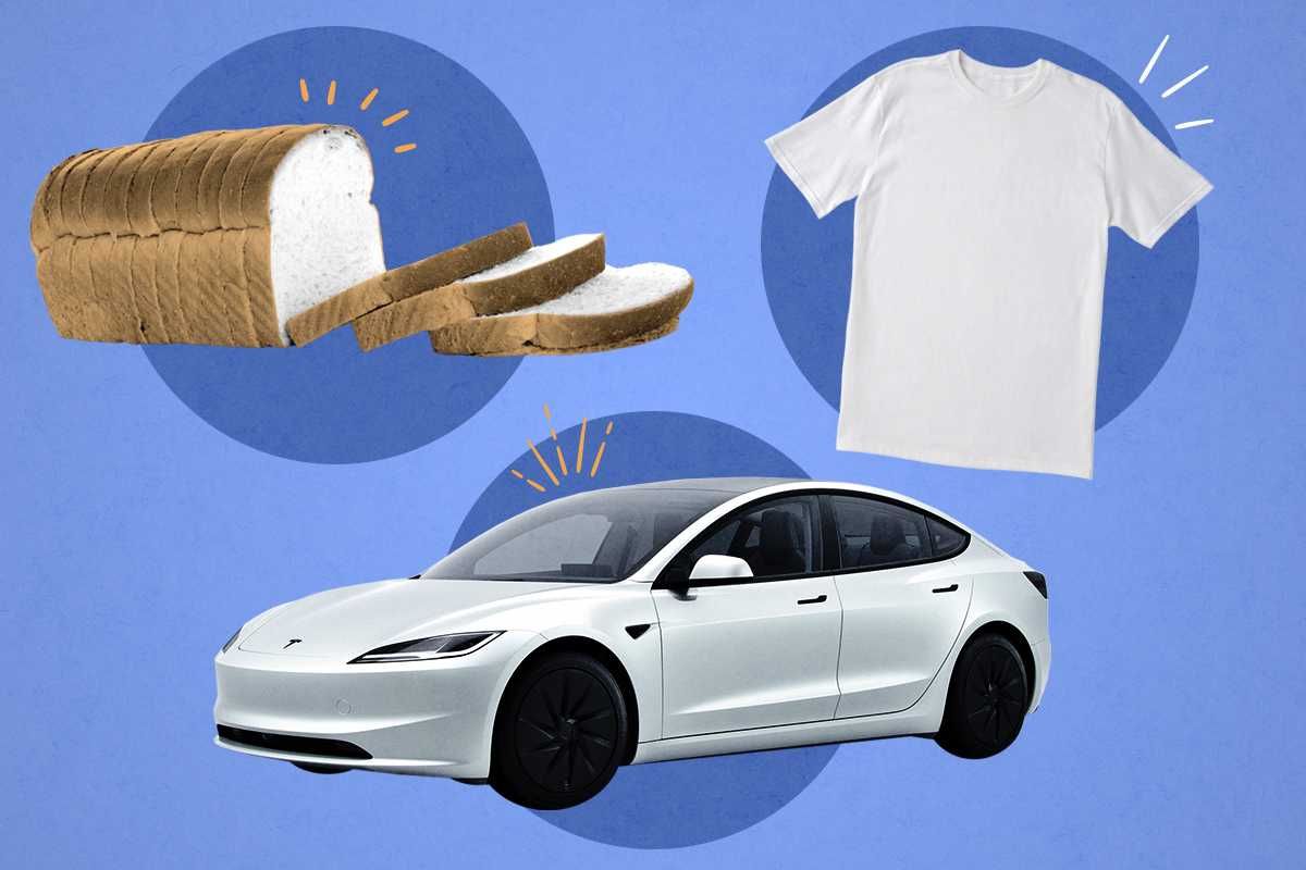 White bread, a t-shirt, and a basic Tesla.