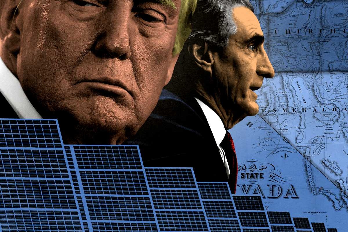 Donald Trump, Doug Burgum, and solar panels.