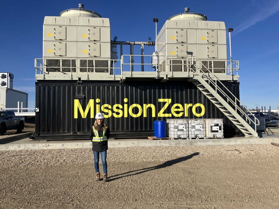 Deep Sky CEO Alex Petre standing in front of Mission Zero\u2019s installation.