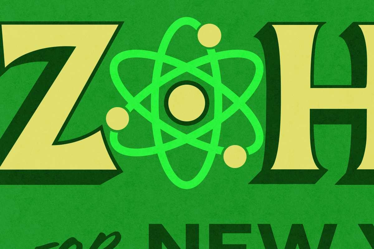 A Zohran Mamdani sign with an atom.