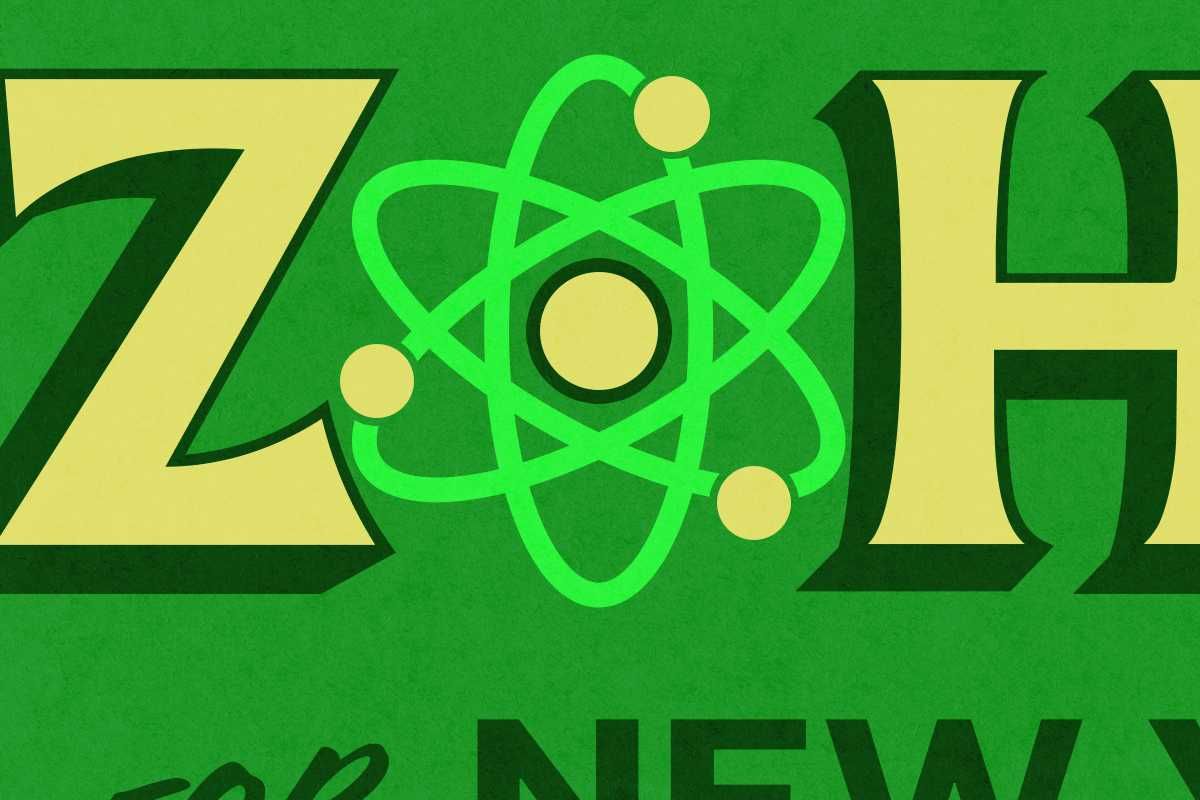 A Zohran Mamdani sign with an atom.