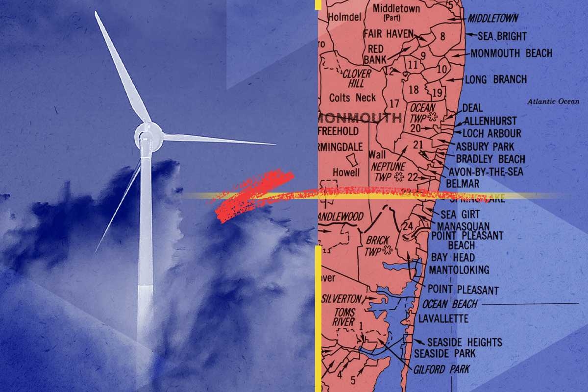 A wind turbine and New Jersey.