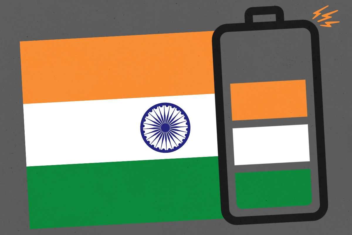 An Indian flag and a battery.