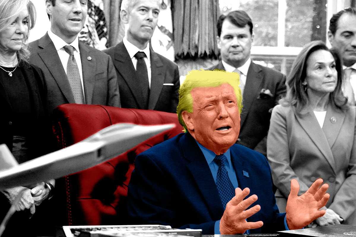 Donald Trump and auto executives.