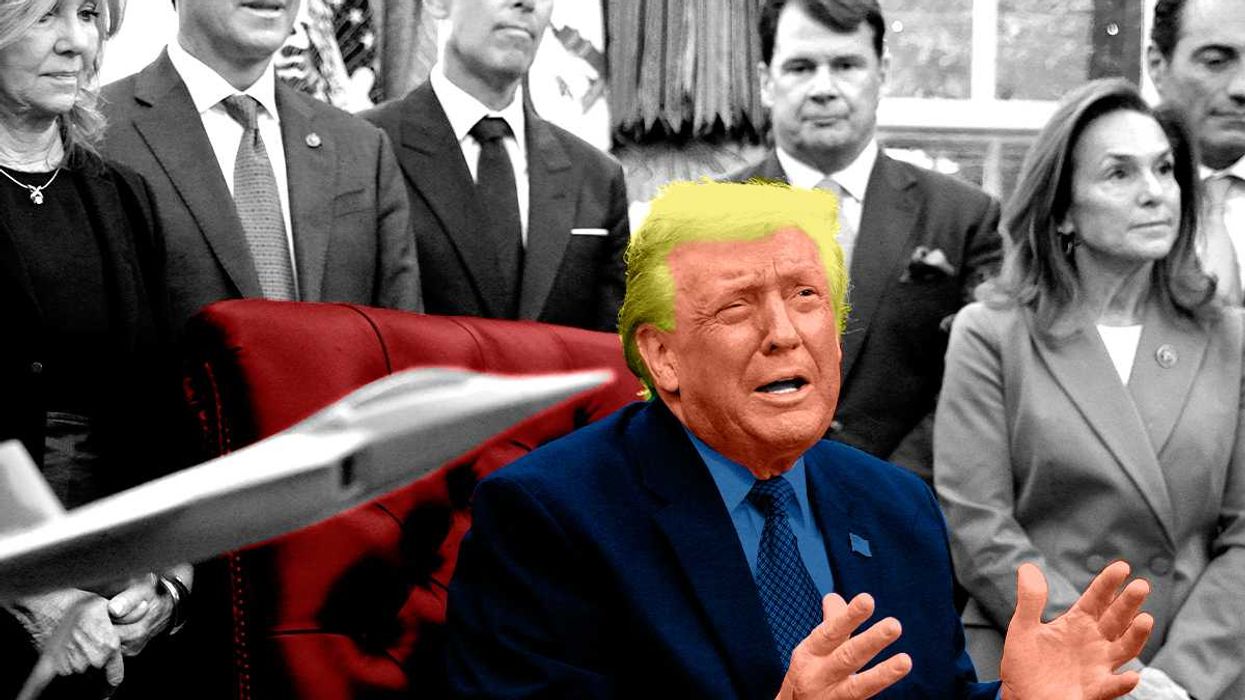 Donald Trump and auto executives.