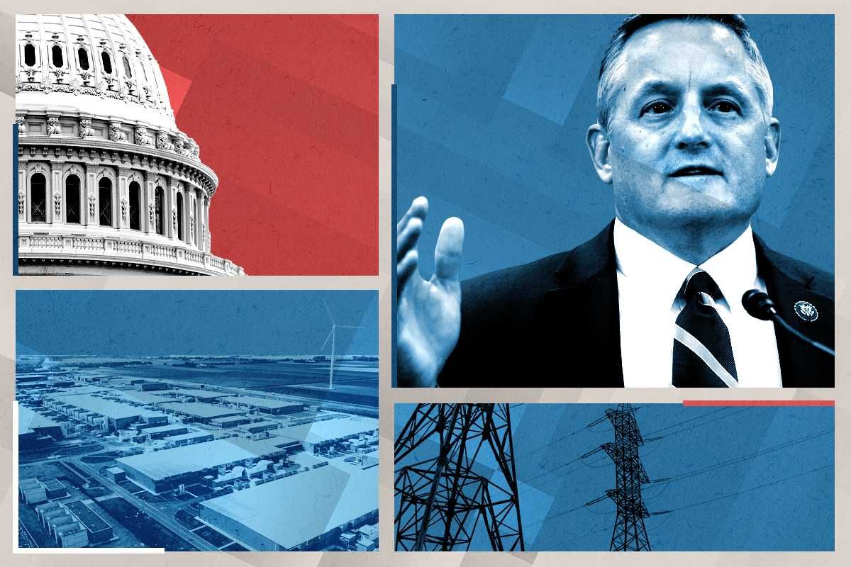 Bruce Westerman, the Capitol, a data center, and power lines.