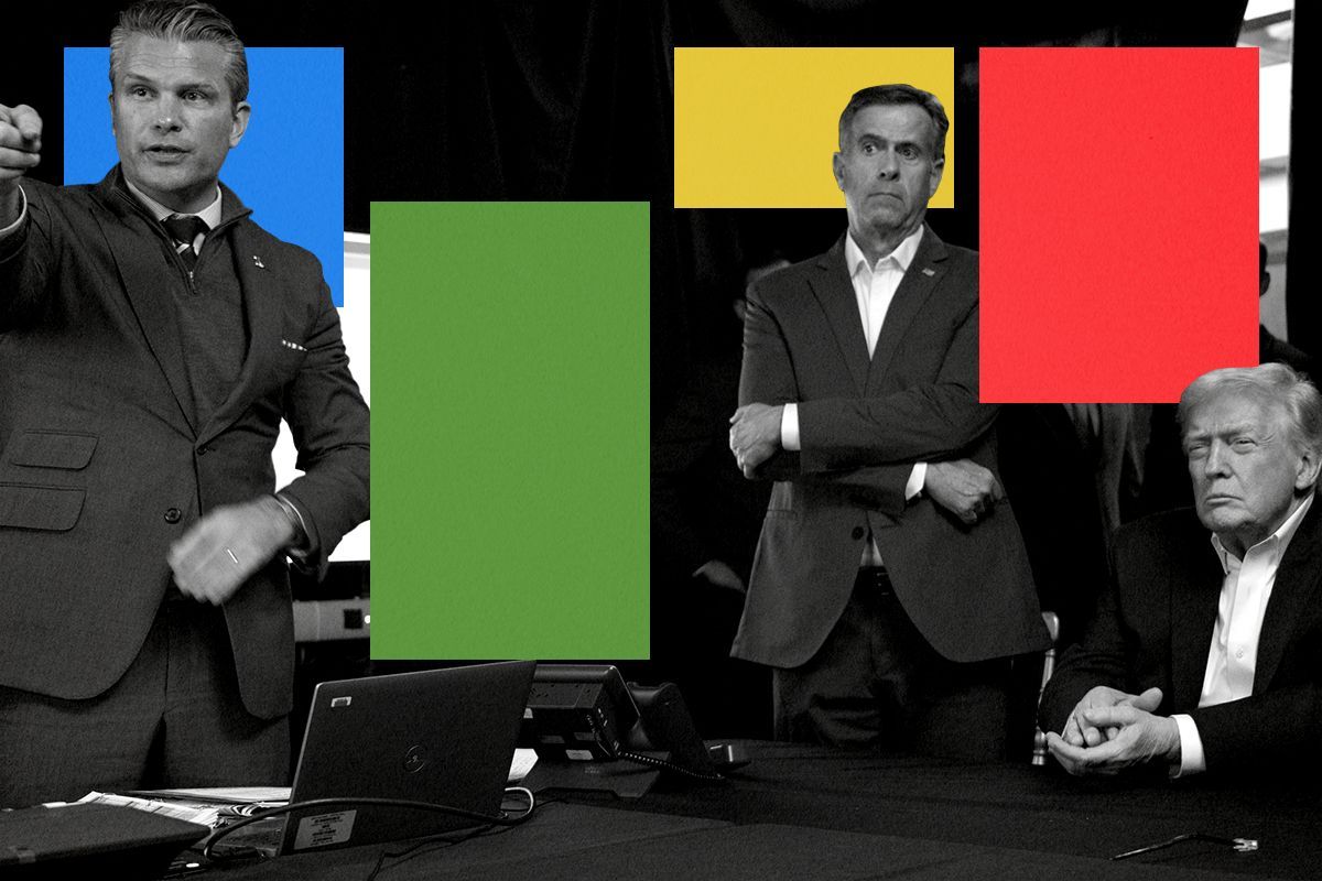 Pete Hegseth, John Ratcliffe, and Donald Trump.