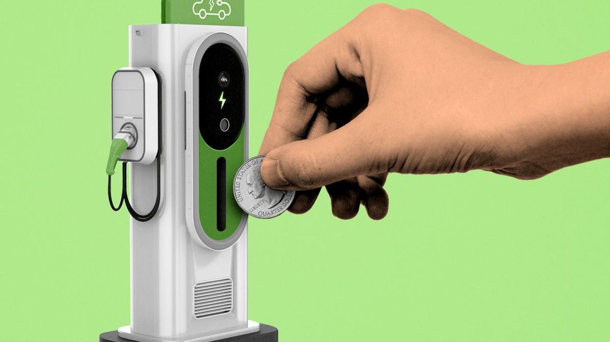 A coin-operated EV charger.