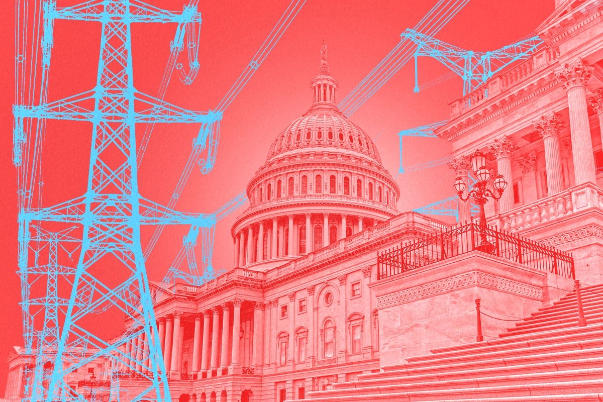The Capitol and power lines.