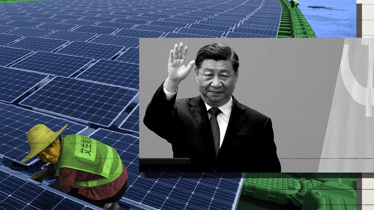 Xi Jinping and solar panel installation.