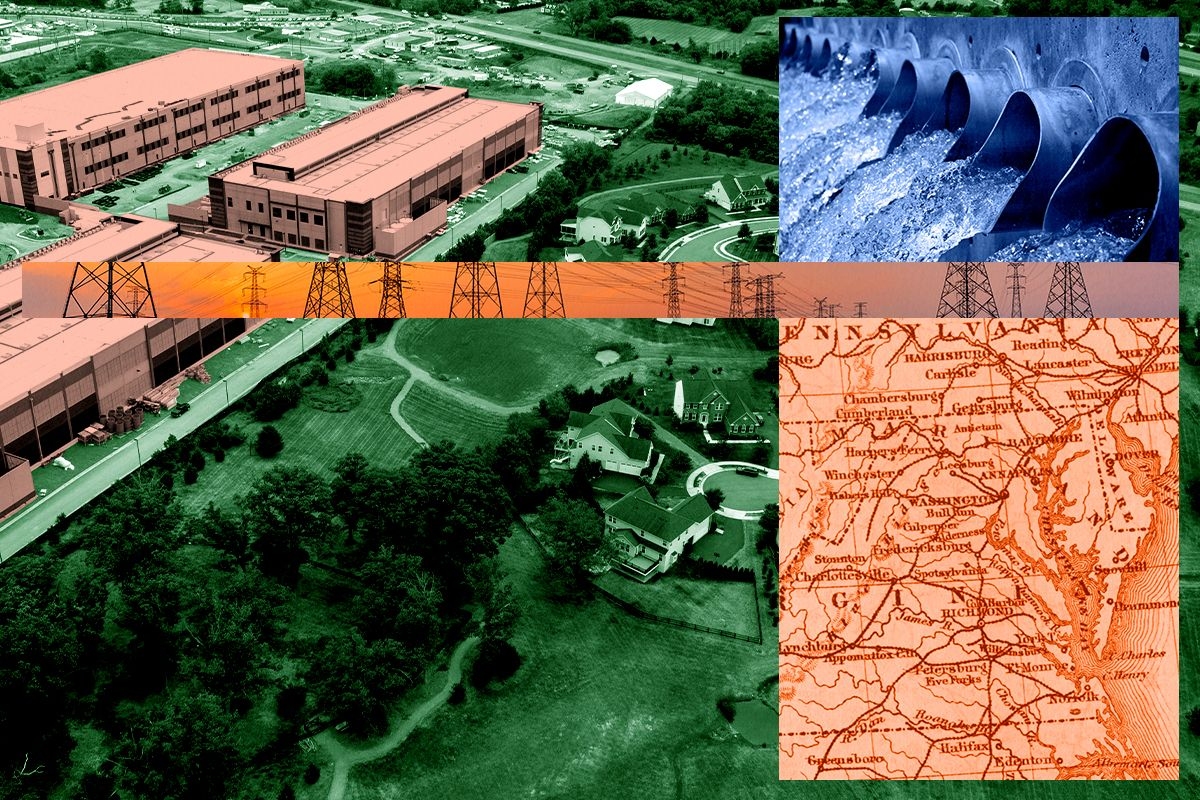 Data centers and power lines.