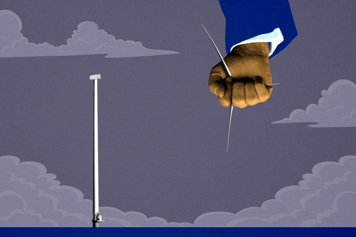 Trump grabbing a turbine blade.