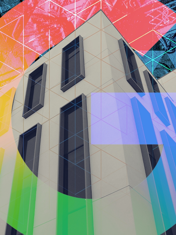 A data center and the Google logo.