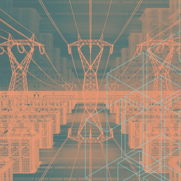 Power lines and a data center.