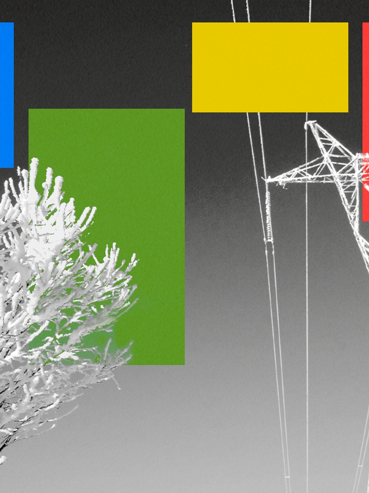 Snow-covered power lines.