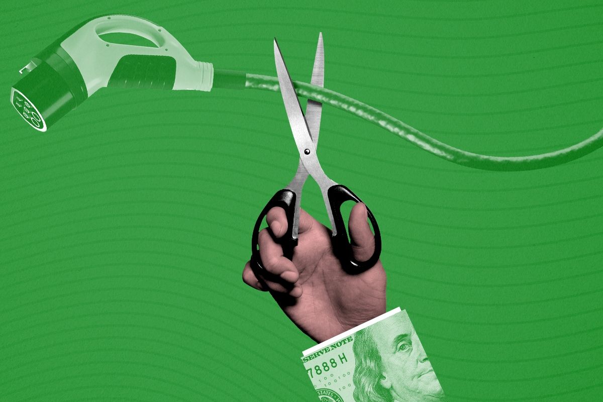 Cutting an EV charging cord.