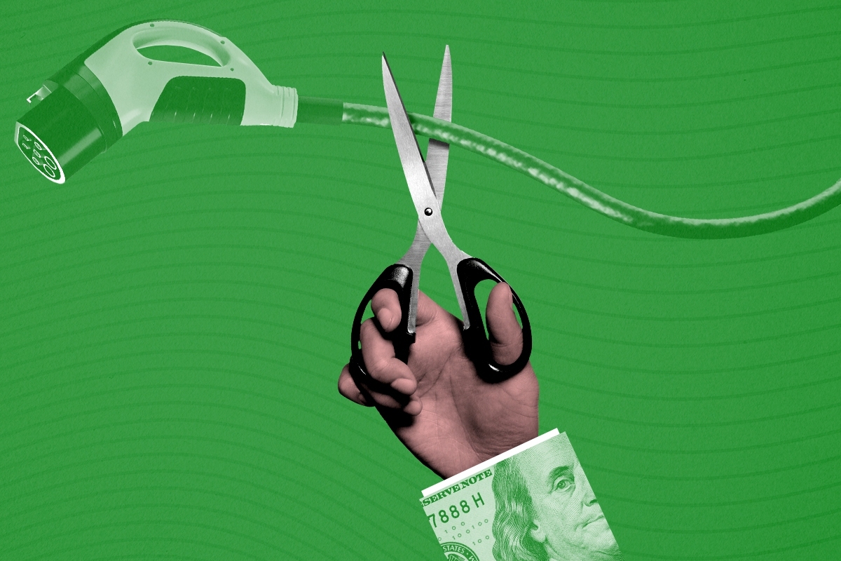 Cutting an EV charging cord.