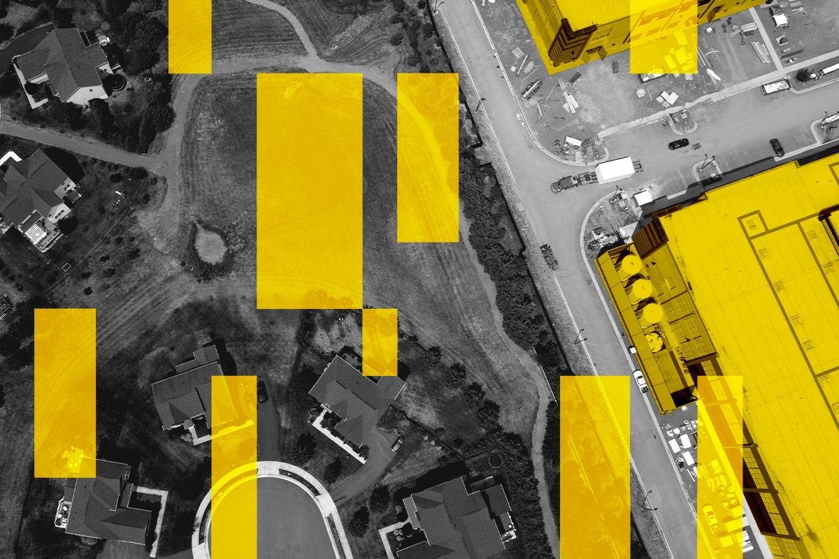 A data center and houses.