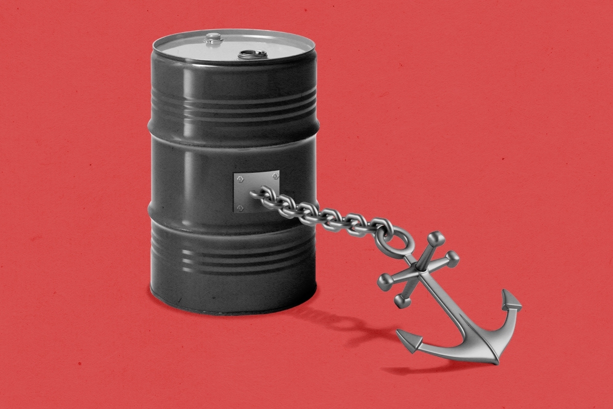 An anchored oil barrel.