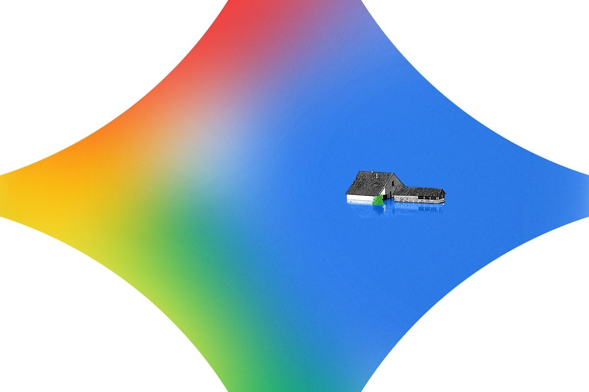 A flooded house and the Gemini logo.