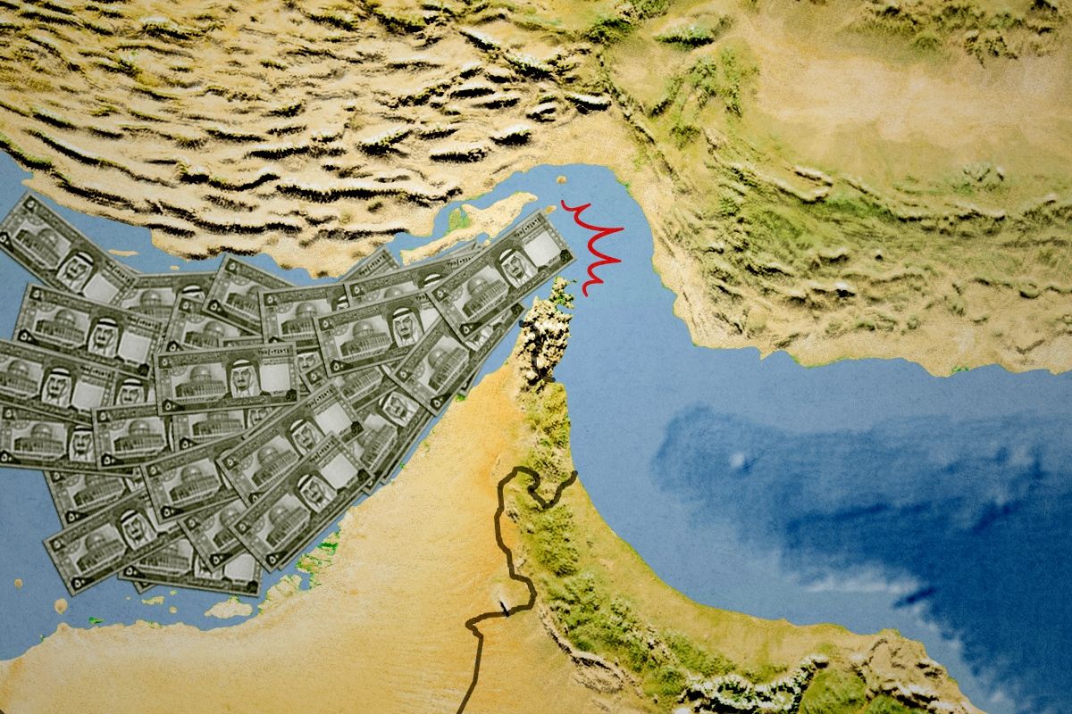 Riyals getting jammed in the Strait of Hormuz.