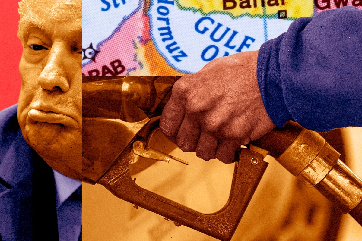 Donald Trump and a gas pump.