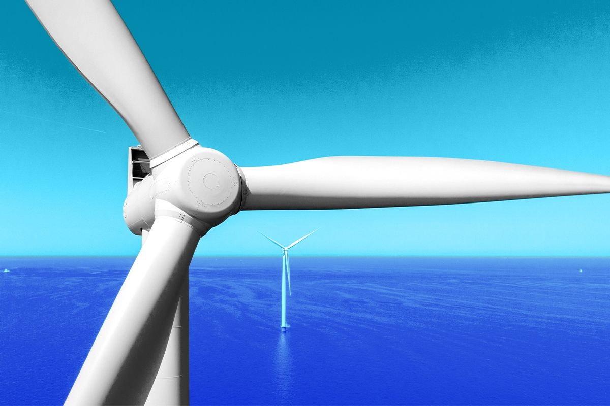 Wind turbines.