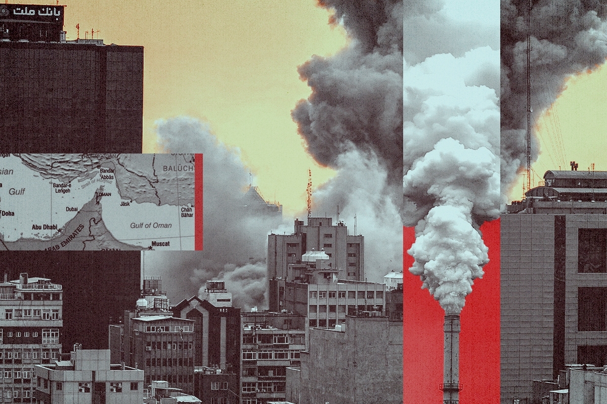Smoke from a bombing and pollution.