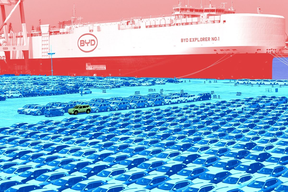 BYD cars and a boat.