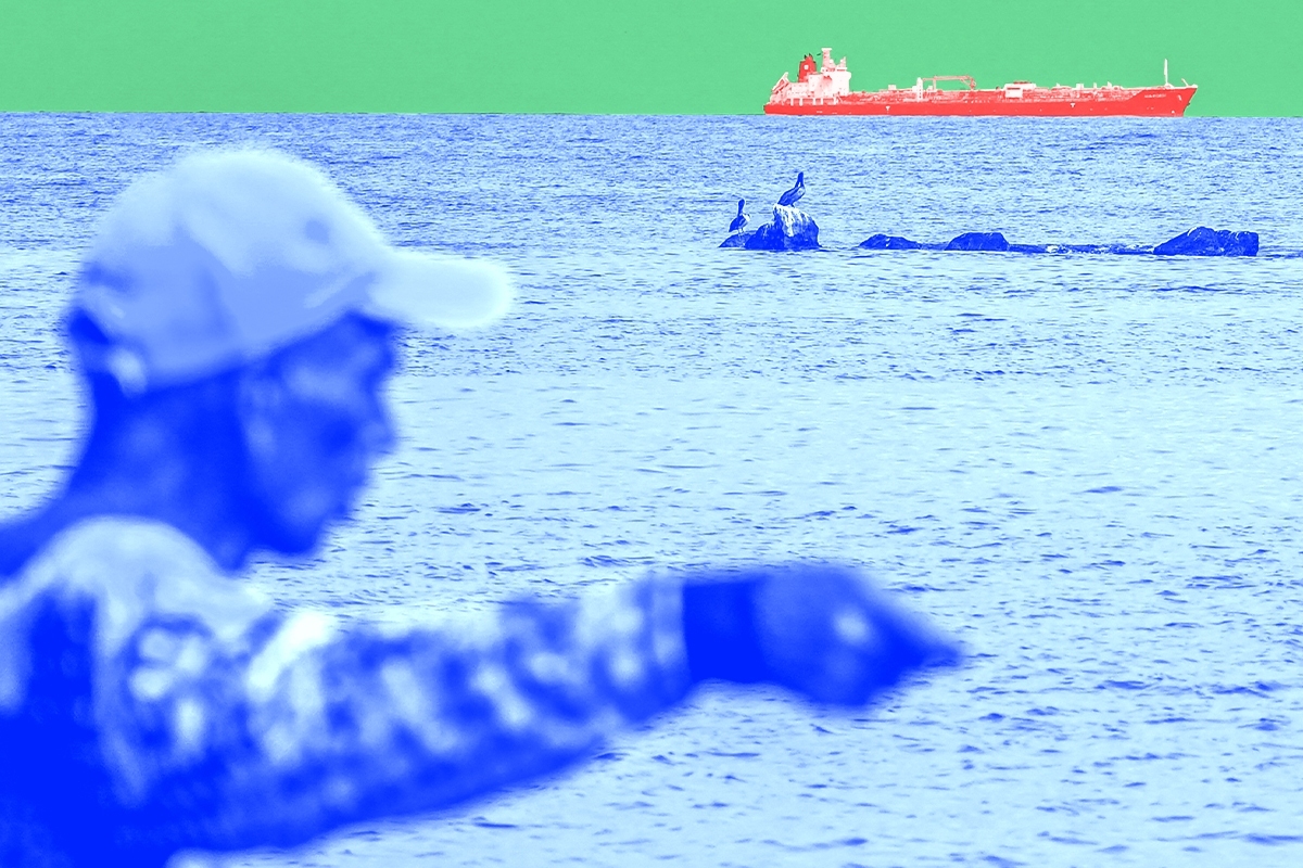 An oil tanker in Cuban waters.