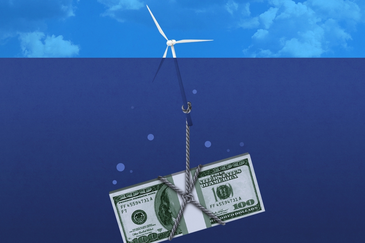 Sinking an offshore turbine.