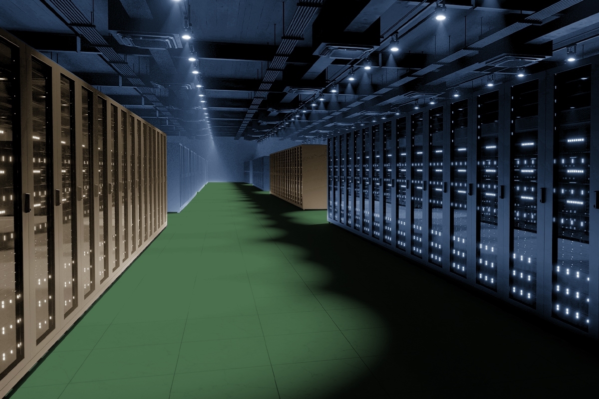 A data center interior.