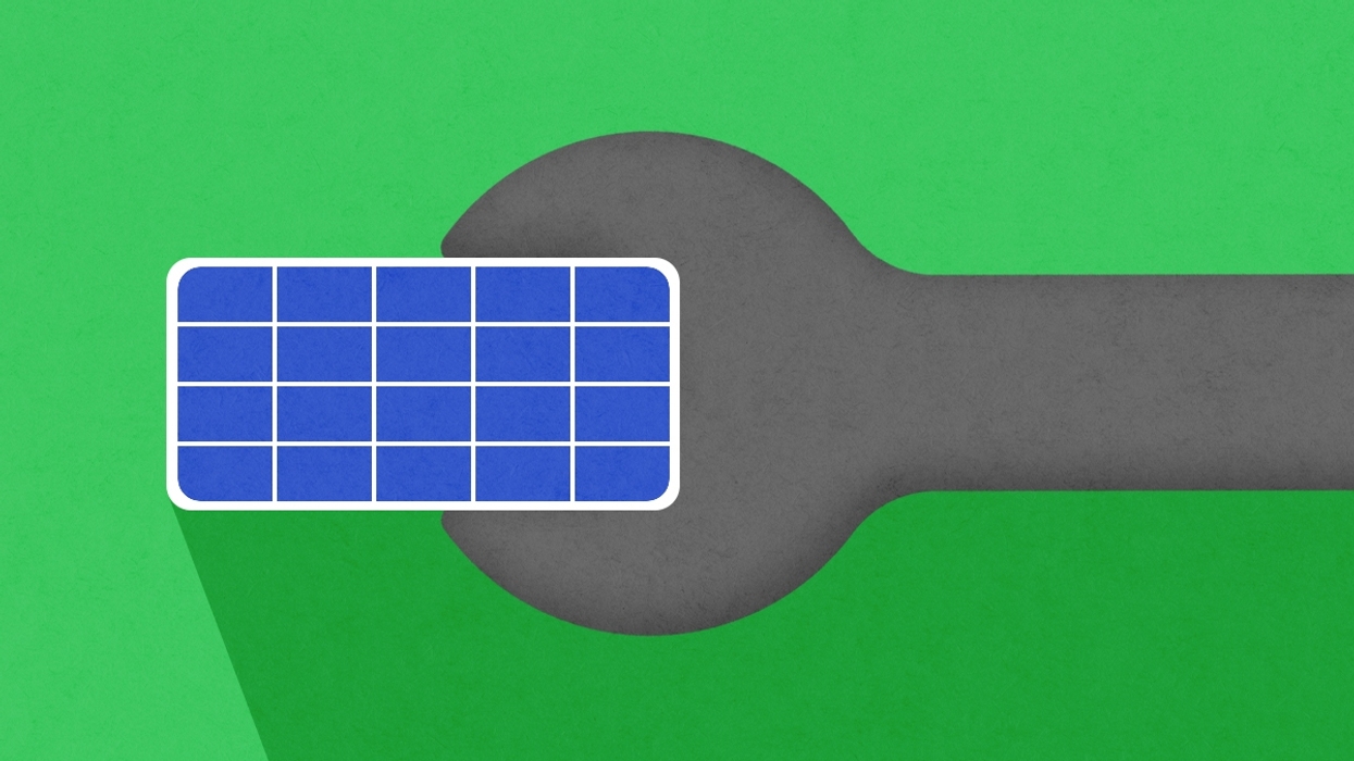 Fixing a solar panel.