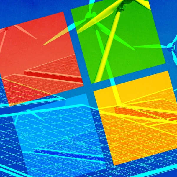 Clean energy and the Microsoft logo.