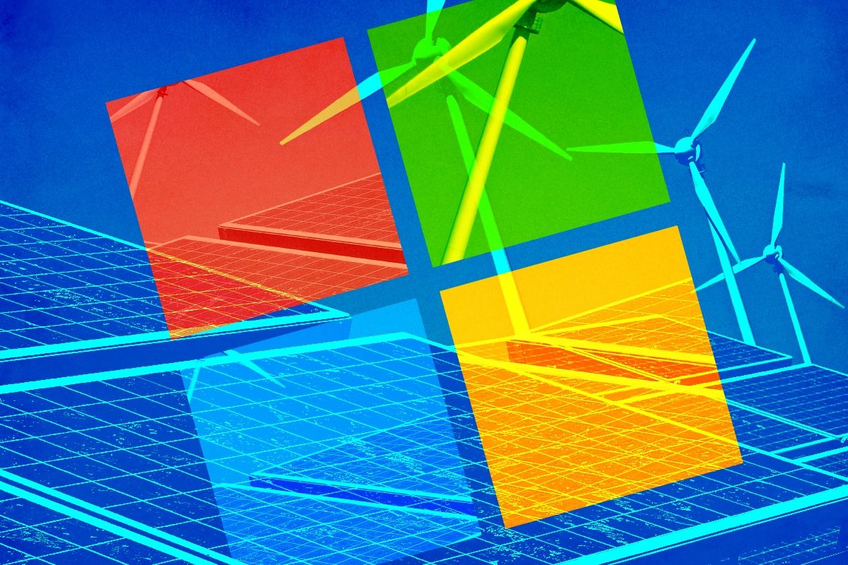 Clean energy and the Microsoft logo.