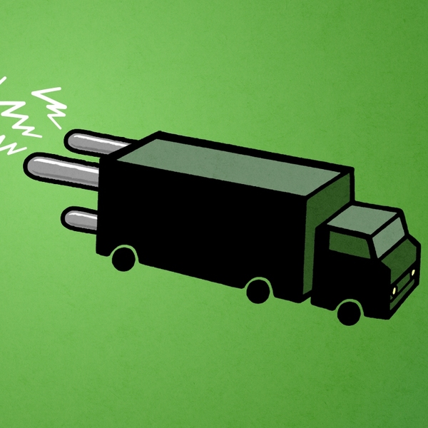 An electric truck.