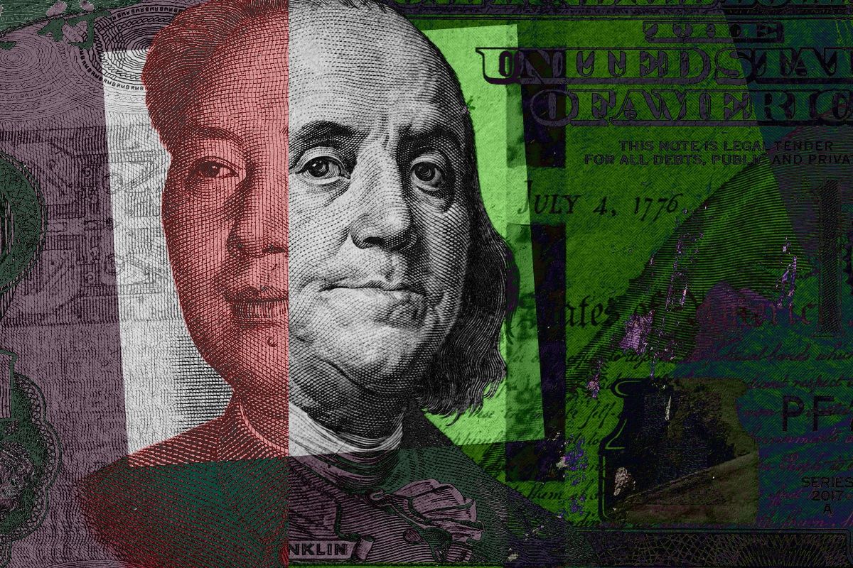 A dollar and a yuan.
