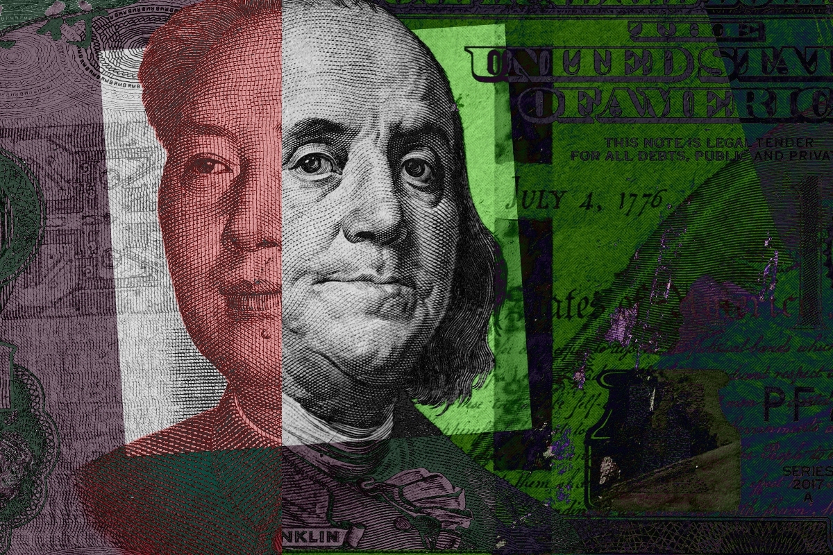 A dollar and a yuan.