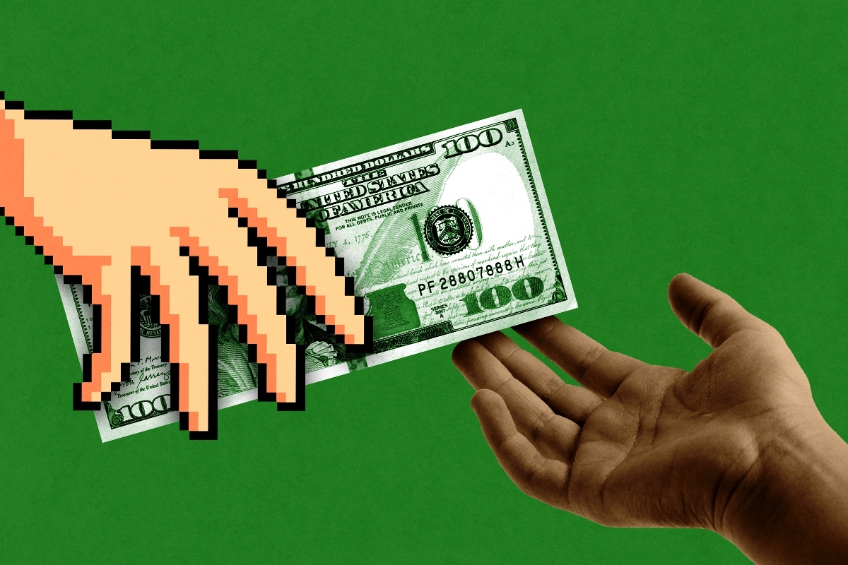 AI giving money to humans.