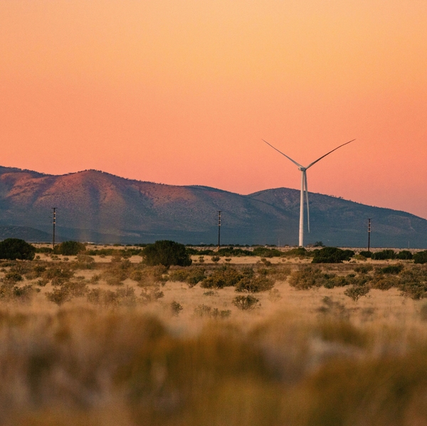 Wind turbines.