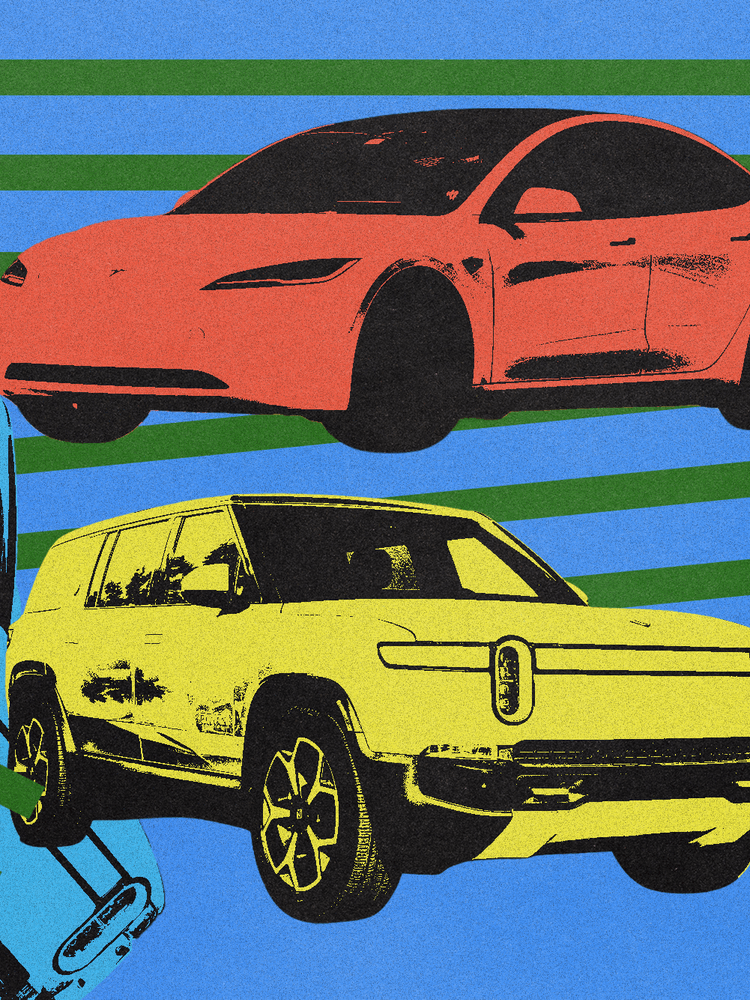 Tesla and Rivian EVs.