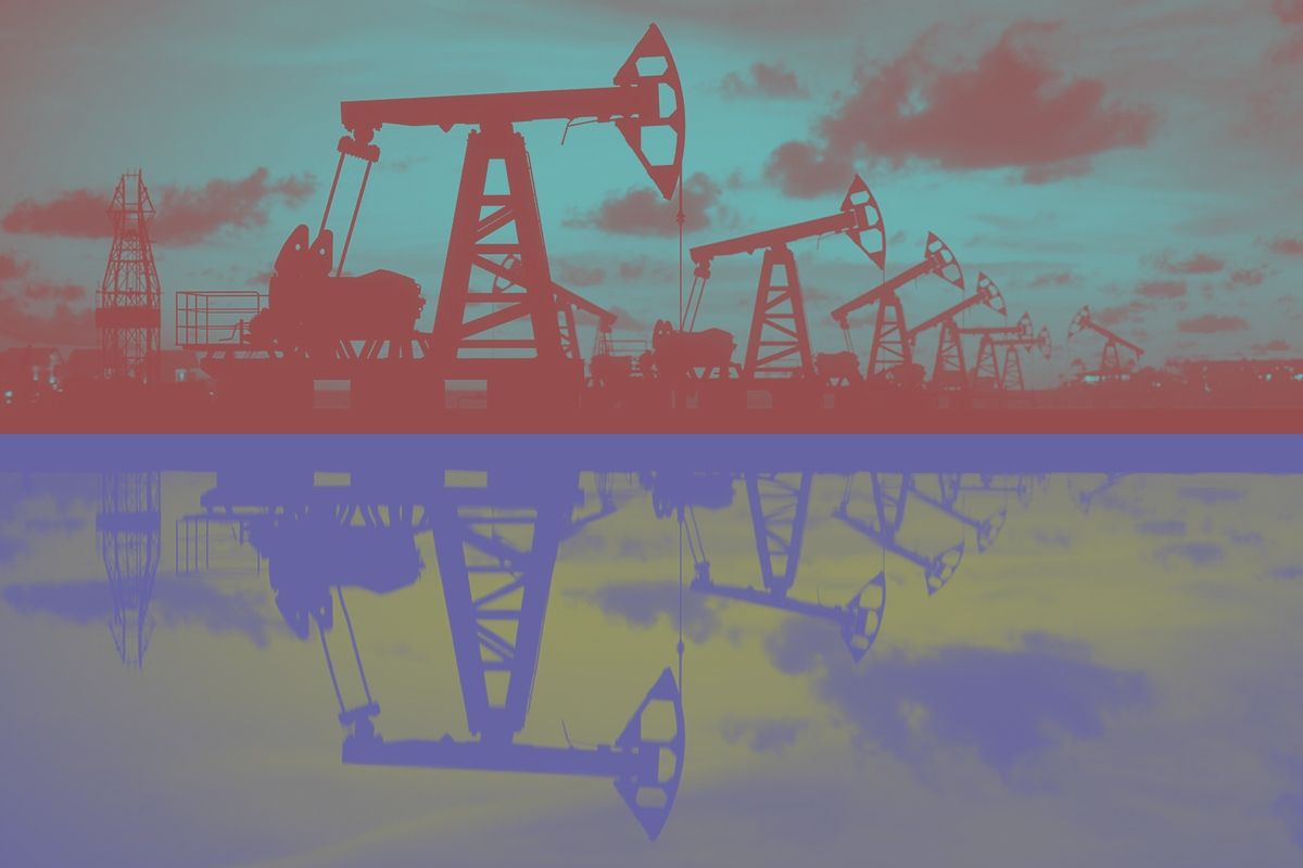 Oil derricks.